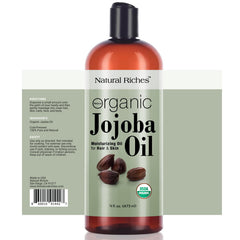 Natural Riches Jojoba Oil on face for lightweight moisture and radiant skin