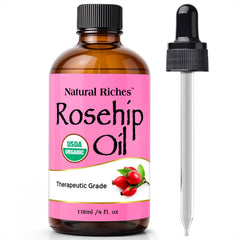 Natural Riches Rosehip Seed Oil bottle for hydrating facial skin