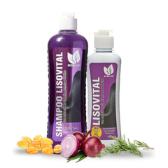 Natural Sant Liso Vital shampoo bottle shows anti-frizz protection for daily shine