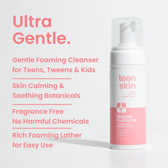 Natural Outcome Teen Skin face wash foam closeup for gentle lather
