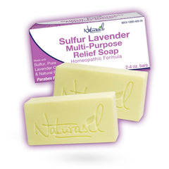 Naturasil sulfur soap lavender bar front view for gentle face and body cleansing