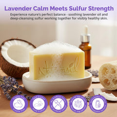 Naturasil sulfur soap lavender bar ingredients jar emphasizes paraben-free cruelty-free formula