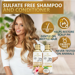 NATURAVIS coconut shampoo label emphasizes sulfate-free formula for scalp comfort.