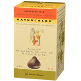 Naturcolor Yarrow Blonde haircolor bottle demonstrates easy gel application for even gray coverage.