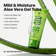 Nature Republic Aloe Vera Watery Gel texture close-up shows smooth, fast absorption.