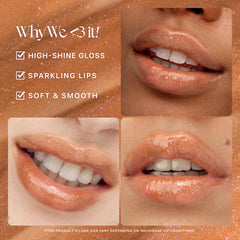 Nature Republic Honey Melting Lip Glitter 14 Maple close up shows smooth hydration