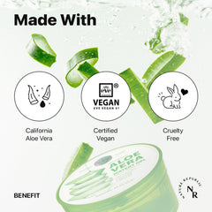 Nature Republic aloe vera gel applied to the face for refreshing moisture