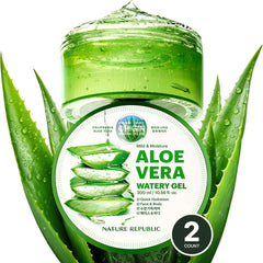 Nature Republic aloe vera gel packaging showing dual tubes for quick hydration