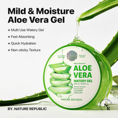 Nature Republic aloe vera gel texture close-up reveals light, non-sticky absorption