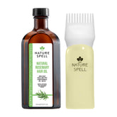 Nature Spell Rosemary Oil bottle closeup, pre-diluted for easy direct scalp application.