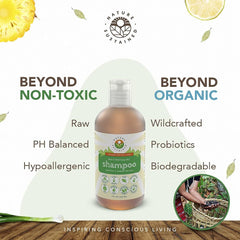 Nature Sustained raw plants closeup conveys nourishing extracts for dry or irritated scalps.