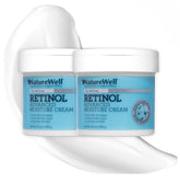 Nature Well Retinol Advanced Moisture Cream face jar closeup demonstrates rich hydration for firmer-looking skin.