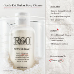 Natureclass R60 rice-bran-exfoliants brighten dull skin with balanced finish.