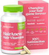 Naturenetics HairAnew bottle with vegan hair growth vitamins for thicker hair