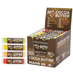 Nature's Bees Cocoa Butter Lip Balm citrus tube provides long-lasting moisture.