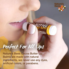 Nature's Bees Cocoa Butter Lip Balm coconut tube delivers tropical hydration on the go.