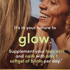 Label and nutrition facts on Nature's Bounty bottle displaying biotin 10,000 mcg and ingredient clarity