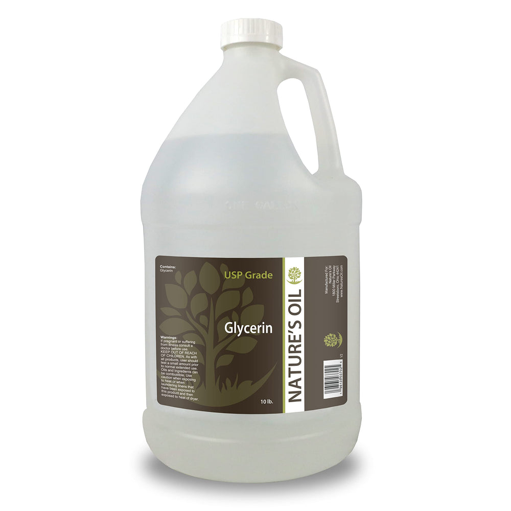 Nature's Oil vegetable glycerin bottle, showing purity for skin care and DIY formulations.