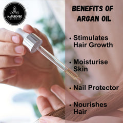 Naturevibe Botanicals Argan Oil bottle ready for serums and massage blends.