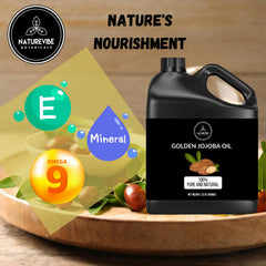 Naturevibe Botanicals Golden Jojoba Oil pour closeup for smooth, non-greasy absorption.