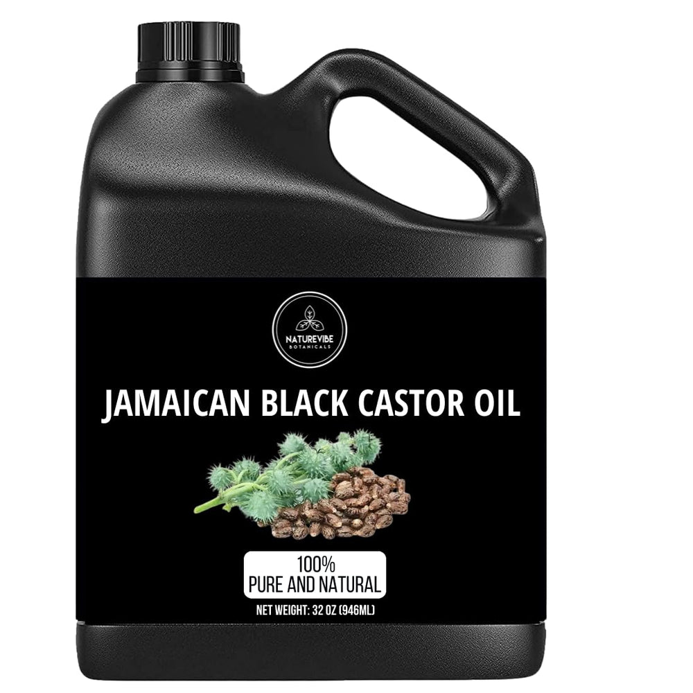 Naturevibe Botanicals Jamaican Black Castor Oil 32oz jar for hair and skin care support.