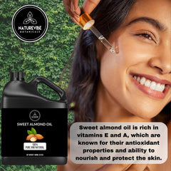 Naturevibe Botanicals Sweet Almond Oil 32oz close-up texture ideal for massage and absorption.