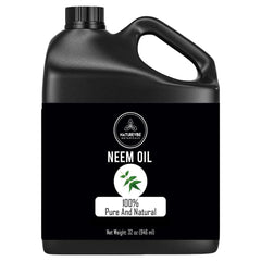 Naturevibe Botanicals Neem Oil 32 oz bottle—pure neem oil ideal for skin and hair care.