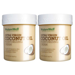 NatureWell Coconut MCT Moisturizing Cream bottle delivers long-lasting hydration for face and body.