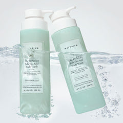 Naturium Perfector body wash on hand showing massage-friendly cleansing