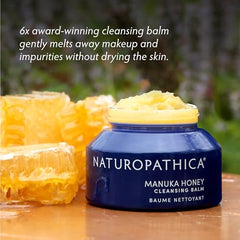 Naturopathica Manuka Honey Cleansing Balm packaging highlights clean beauty promise.