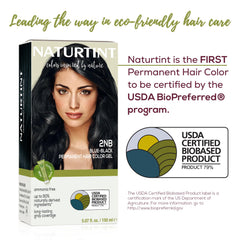 Naturtint 2NB Blue Black application shows mess-free at-home coloring.