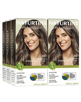 Naturtint 6N dark blonde packaging shows ammonia-free, plant-based color kit benefits.