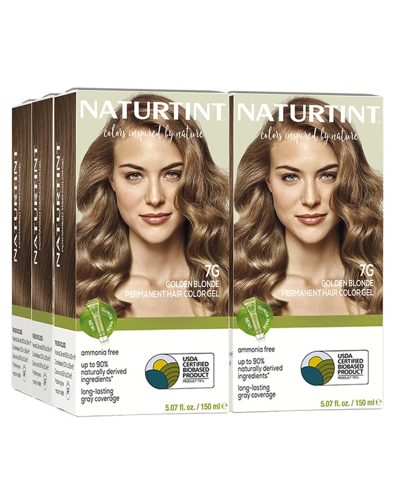 Naturtint 7G Golden Blonde pack shot shows at-home color with ammonia-free formula.