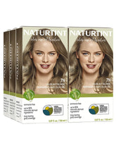 Naturtint 7N Hazelnut Blonde packaging shows a vegan, cruelty-free color kit for at-home use.