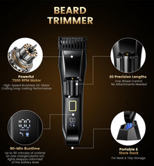 NAUQUOHZ Beard Trimmer stainless steel blades for smooth cuts with minimal tugging