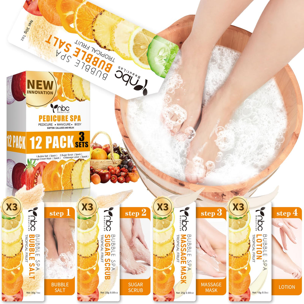 nbc BeautiLab pedicure kit bubble salt close-up with spa bubbles for at-home pampering