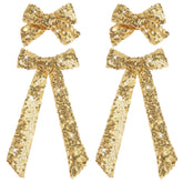 NCMAMA gold glitter hair bows with alligator clips add sparkle for party photos