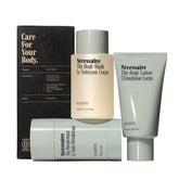 Nécessaire Body Essentials gift set packaging showcasing sustainable materials.
