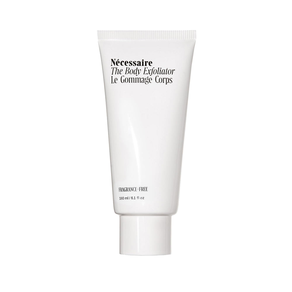 Nécessaire The Body Exfoliator bottle front view, fragrance-free exfoliant for sensitive skin.