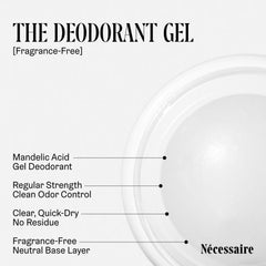 Nécessaire fragrance-free deodorant application close-up showing smooth glide and long-lasting freshness.