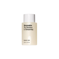 Nécessaire The Shampoo Mini bottle shows fragrance-free daily cleansing for sensitive scalps.