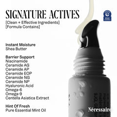 Nécessaire The Lip Balm niacinamide illustration highlights smoothing and softening on lips.