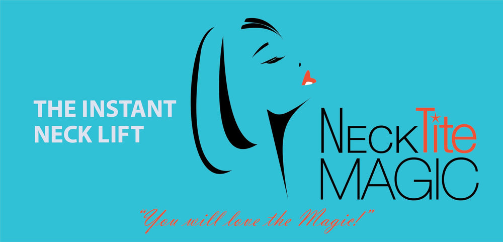 NeckTITE Magic instant neck lift strip closeup demonstrates swift smoothing of neck lines