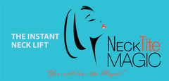 NeckTITE Magic instant neck lift strip closeup demonstrates swift smoothing of neck lines