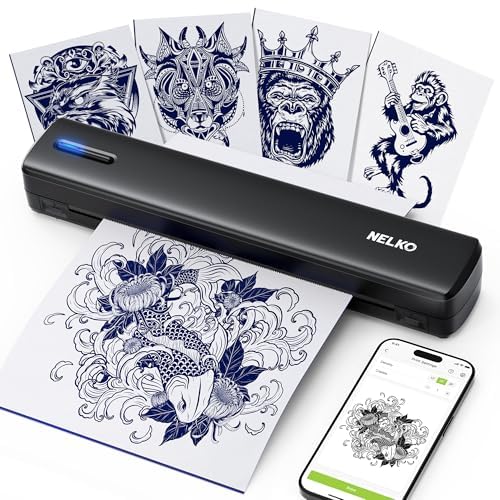 Nelko Tattoo Stencil Printer front view highlights compact portability for on-the-go artists.