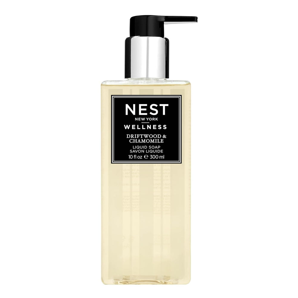 NEST New York Liquid Soap driftwood bottle showing calming cleanse for daily routine.