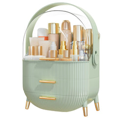 NestOrganix makeup organizer front view shows a sleek white body for a tidy vanity