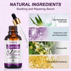 Netwik Azelaic Acid Serum 10% ingredients label with niacinamide and hyaluronic acid