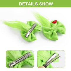 Neujiwo green furry bow detail showing soft plush texture