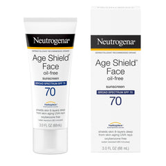 Neutrogena Age Shield SPF 70 hand applying lotion shows quick absorption